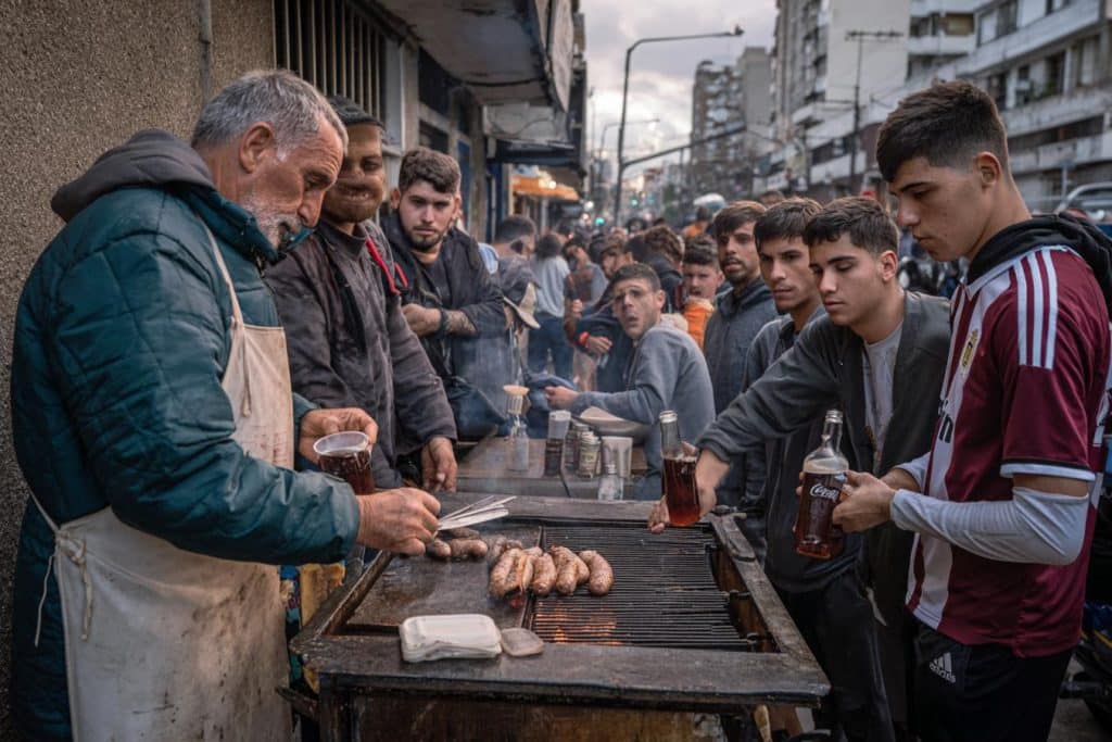 choripan y fernet en estadio argentino