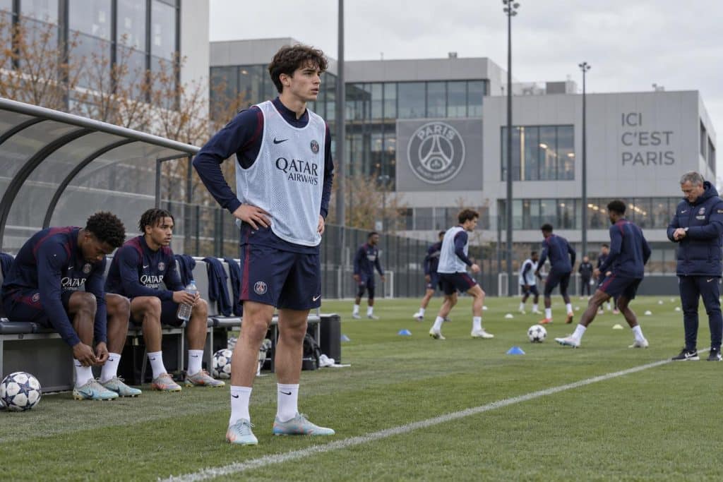 Dro Fernández con el PSG antes del duelo frente al Barça