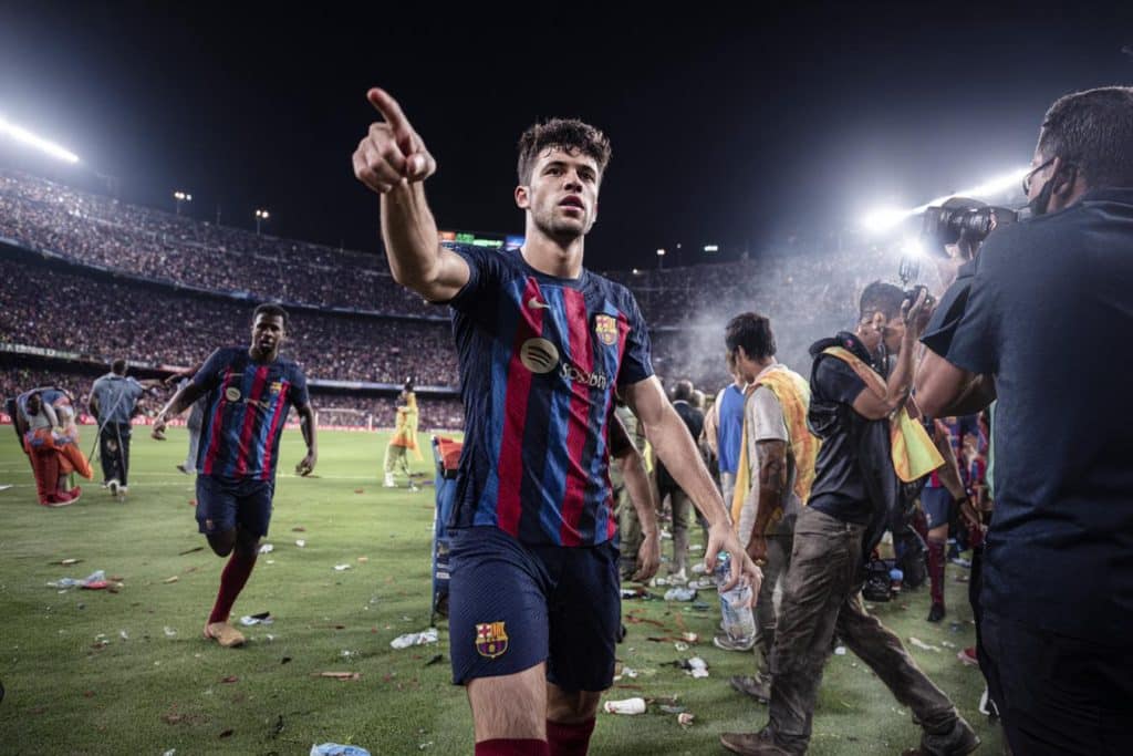 ferran torres celebra doblete con barca