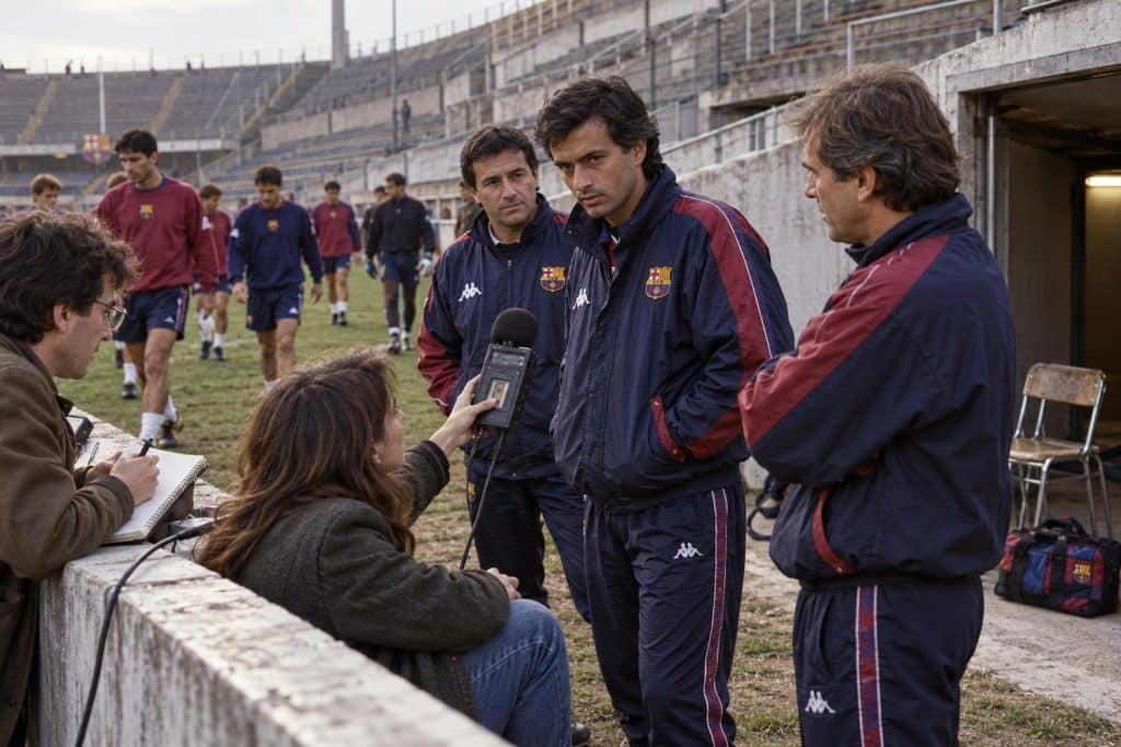 José Mourinho durante su etapa en el cuerpo técnico del Barça