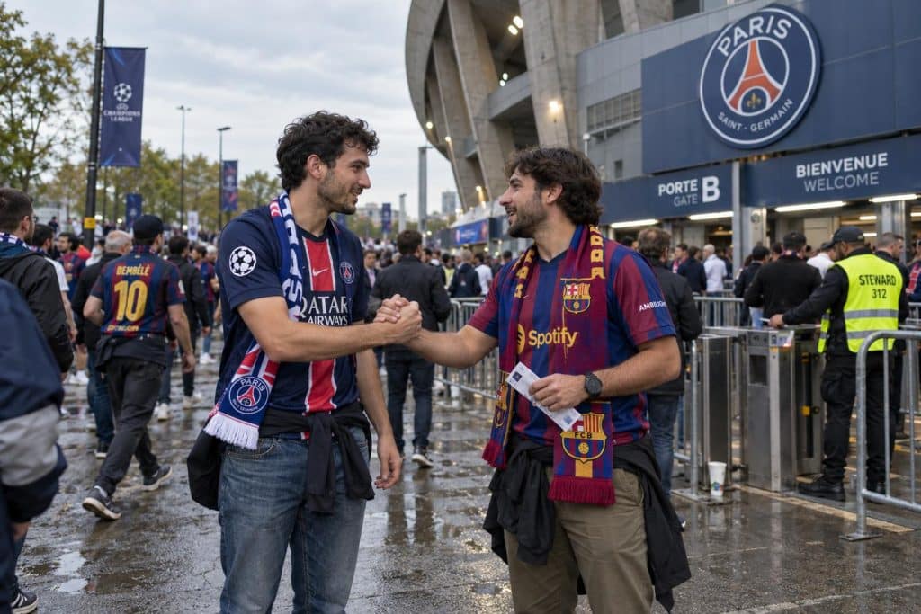 Joan Laporta y Nasser Al-Khelaifi ante el duelo PSG-Barça