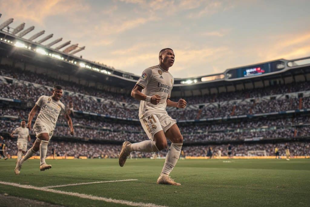 mbappe celebrando gol con real madrid