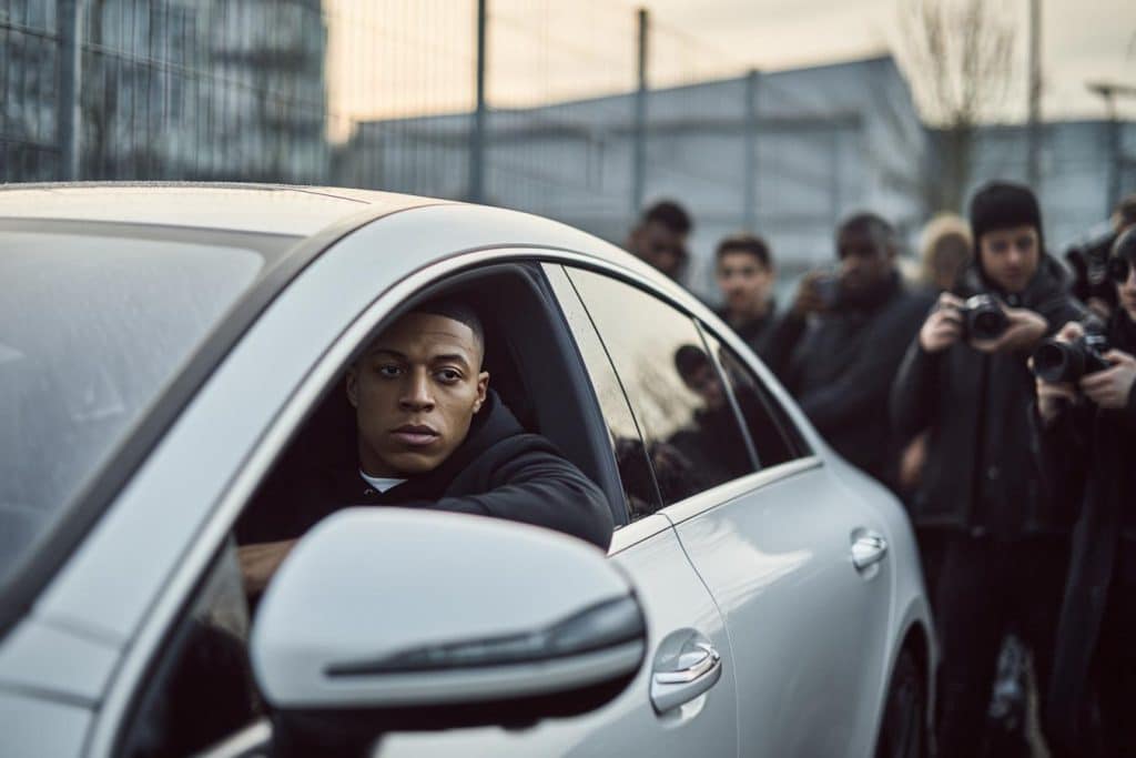 mbappe conduciendo coche rival