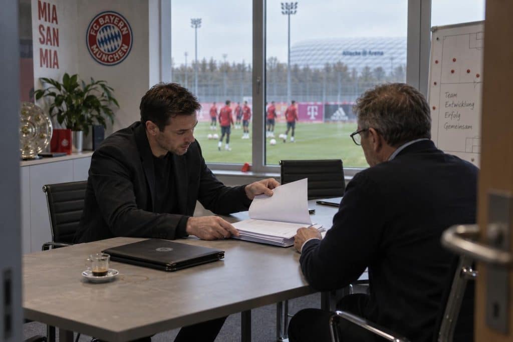Michael Olise con la camiseta del Bayern Múnich ante una posible subida salarial